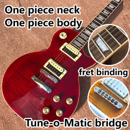 China One piece body neck Smoke colored tiger flame LP electric guitar supplier