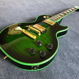 China Customized electric guitar lp model in green color black burst green supplier