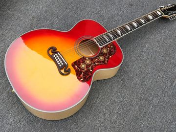 China Tiger Flame Maple Factory Custom 12 strings Red and Yellow G200 classic Acoustic Guitar supplier