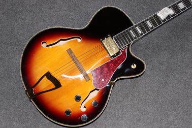 China Custom Electric Guitar Quilted Maple Top & orange double F hole Mahogany Body Neck supplier