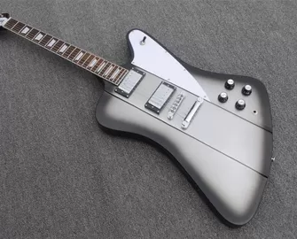 China Lines up silver top Firebird Electric Guitar set-in neck style firebird custom guitar black edges firebird supplier