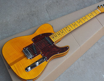 China Custom Wholesale Yellow Body Electric Guitar with Red Tortoise Pickguard,Yellow Maple Fretrboard supplier