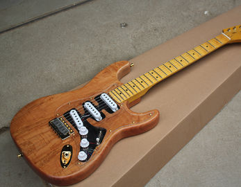 China Custom Natural Wood Color Electric Guitar with SSS Pickups,Acrylic Pickguard,Scalloped Neck supplier