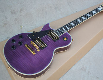China Custom Purple Electric Guitar with Left Handed,Flame Maple Veneer,Gold Hardware,22 Frets,White Binding supplier