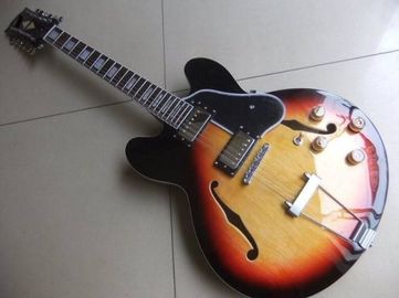 China Wholesale 12 string semi hollow es 335 model electric guitar in sunburst supplier