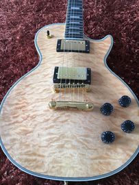 China Custom guitar shop LP custom guitar Natural quilted body Ebony fingerboard Golden hardwares supplier