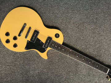 China Lp Junior electric guitar yellow color one piece bridge P90 pickups 22 dot inlay frets LP guitar supplier