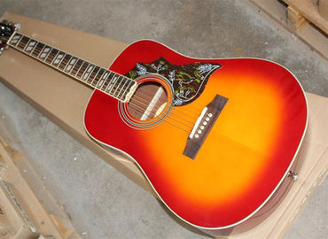 China Factory custom 41'' Hummingbird 20 frets rounded corner cherry sunburst folk acoustic guitar supplier