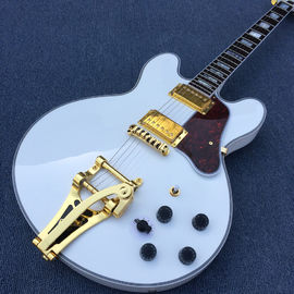 China High quality hollow body jazz electric guitar,The White Guitar, the real abalone mother inlaid with the finger plate supplier