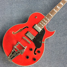 China New style high quality hollow body jazz electric guitar, Tremolo system ,Cherry burst color supplier