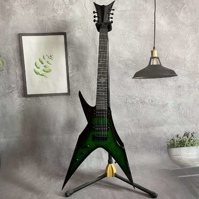 China Custom 7 Strings Bird of Prey Neck Inlay Special Body Green Burst Flamed Maple Top Electric Guitar supplier