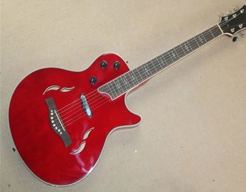 China Wholsale Factory custom 21frets T5 classic semi-hollow red Electric guitar with rosewood fingerboard,can be customized supplier