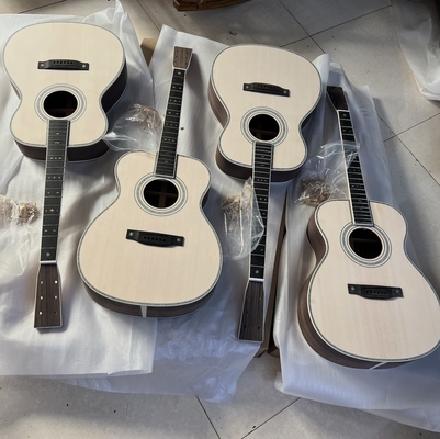 China Custom Solid Spruce Top OM Kits Acoustic Guitar without Finishing, Customized Logo on Headstock supplier