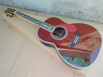 China Wine red 39 inch 000 style acoustic guitar,Real Abalone inlays,Ebony fingerboard,Solid spruce top acoustic guitar supplier