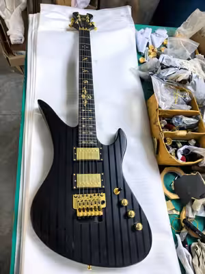 China Custom Schecter Style Synyster Gates Signature "Dark Night" Matte Finishing Black Stripe Electric Guitar Gold Hardware supplier