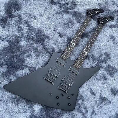 China Custom Guitar Order, James Hetfield’s ESP MX250 Double Neck 6+6 Strings Electric Guitar in Matte Finishing supplier