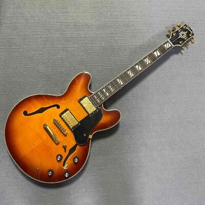 China Custom Gibson Style ES Supreme Bourbon Burst Semi Hollow Body Jazz Electric Guitar supplier
