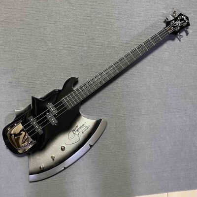 China Custom 4 Strings Axe Bass Gene Simmons Electric Guitar Bass Rosewood Fretboard Black supplier