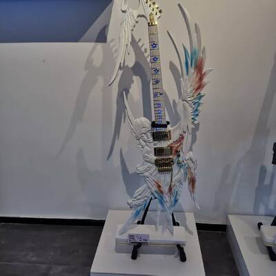 China Custom Handcarved Angel Electric Guitar in White with LED Light, ONLY ONE IN STOCK supplier