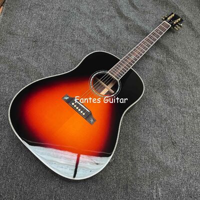 China Custom J45s Full Solid Wood Acoustic Guitar 41 Inch Guitar with Ebony Fingerboard Herringbone Abalone supplier