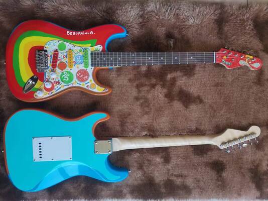 China Custom Grand George Harrison Rocky Electric Guitar Accept Guitar and Bass with Colorful Pickups OEM supplier