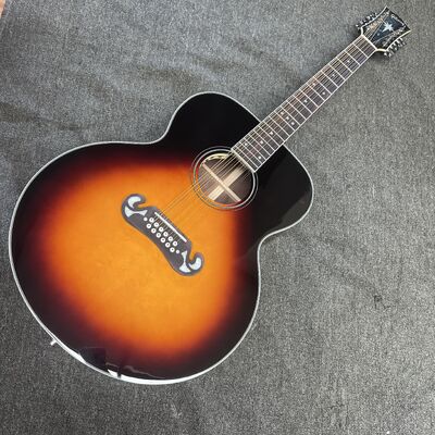 China AAAAA 43 inch solid spruce top sj200 jumbo body maple back side acoustic guitar bone nut in cherry sunburst supplier