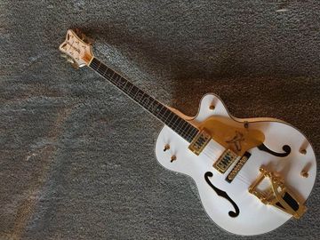 China Custom Inlay Design White Gretsc Falcon 6120 Semi Hollow Jazz Electric Guitar (GT-10) supplier