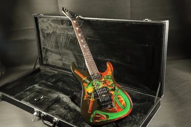 China Hot popular skull inlay skull snake body top quality floydrose tremolo Electric guitar Guitarra black hardware electric supplier