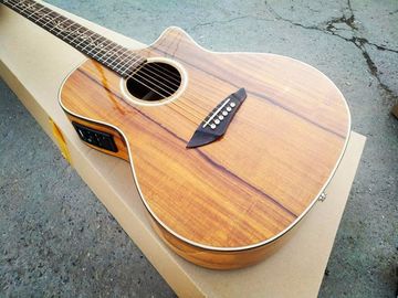 China Custom shop guitar simulator sound single cut AAA koa acoustic electric guitar nice folk guitar supplier