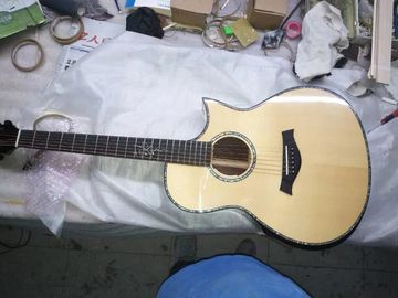 China AAAA dreadnought body customize guitar cut-away AAAA all solid single cut armrest acoustic electric guitar supplier