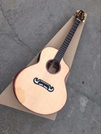 China Handmade all solid wood guitar feature unique custom guitar red wood armrestsingle cut acoustic electric guitar supplier