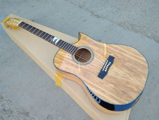 China AAAA custom guitar all solid imported Olive wood Ryans style guitar customize handmade acoustic guitar supplier