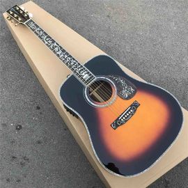 China Custom Sunbrust Solid spruce top Tree Abalone inlays 41 inch 45D style acoustic guitar free shipping supplier