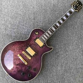 China Grand Purple burl top Electric Guitar, Solid Mahogany Body 6 strings Guitarra Gloss finish supplier