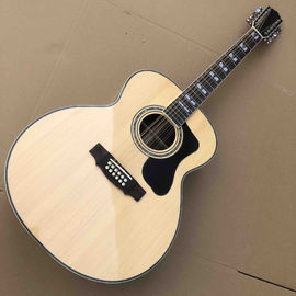 China Top quality solid top custom guild jumbo 12 strings gloss finishing acoustic electric guitar 12 string guitar supplier
