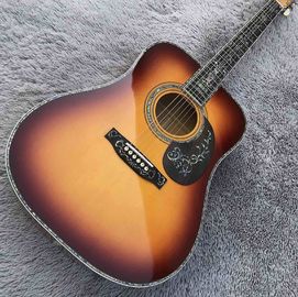 China Solid Spruce Top Abalone D Style Acoustic Guitar with Burst Maple Body Ebony Fingerboard supplier