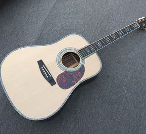 China 41 inch solid spruce top handmade ebony fingerboard real abalone shell inlaid electric acoustic guitar supplier