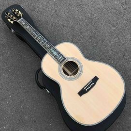 China Custom Solid Spruce Top Abalone Ebony Fingerboard OOO Style Acoustic Guitar in Natural supplier