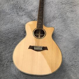 China Custom 41 Inches Solid Spruce Top Cutaway Rosewood Back 12 Strings 814 Electric Acoustic Guitar supplier