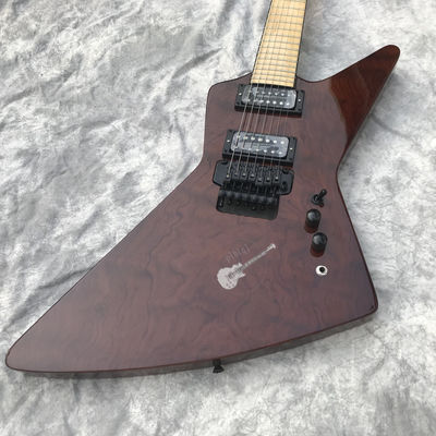 China Custom Electric Guitar Brown Rosewood Top Covered Maple Fingerboard 7 Strings Double Swing Customizable Logo supplier