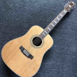 China Custom 12 Strings D Body Solid Cedar Top Rosewood Back Side Guilds Acoustic Electric Guitar supplier