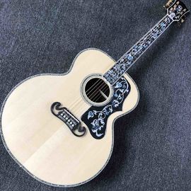 China Custom 42&quot; Deluxe AAAA All Solid Wood Real Abalone Binding Ebony Fingerboard Cocobolo Back Side SJ200 Acoustic Guitar supplier