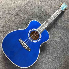 China Solid Spruce Top Mahogany Neck Burst Maple Veneer Ebony Fingerboard Abalone Om45s Style Acoustic Guitar supplier