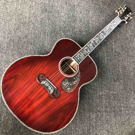 China Custom AAAA All Solid KOA Wood 43 Inch Design Jumbo Body Acoustic Guitar Abalone Binding with Logo on Headstock is OK supplier