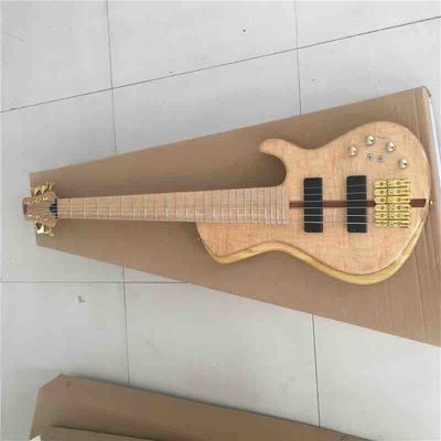 China Custom Burst Maple Top 6 Strings Bass Guitar Neck Through Body Ebony Fingerboard Active Pickups Electric Bass supplier
