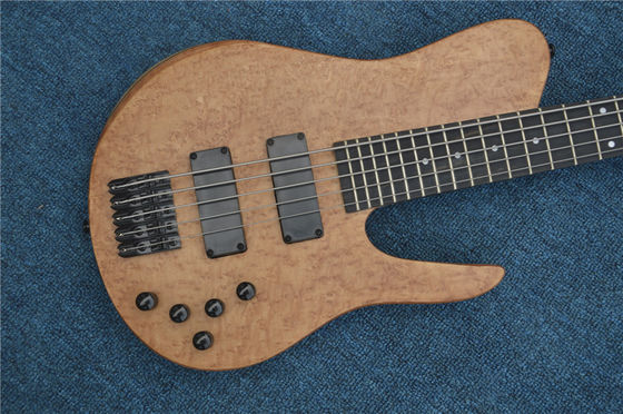 China Custom 5 Strings Neck Through Ash Body Burl 3 Piece Neck Electric Bass Guitar in Natural Wood supplier