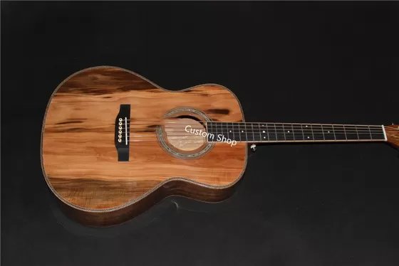 China Custom Grand AAAAA All Solid European Applewood OMJM Acoustic Guitar Herringbone Binding supplier