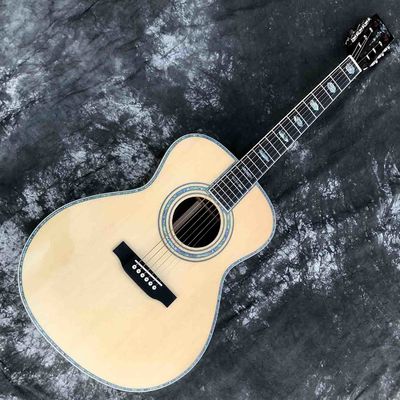 China Custom Factory Made Grand Acoustic Classic Guitar 40 Inch OM Body Acoustic Guitar Solid Spruce Top Ebony Fingerboard Rea supplier