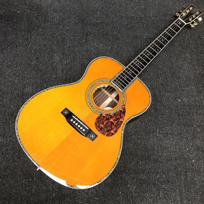 China Custom 40 Inch OM Body Acoustic Guitar with Signature In Yellow supplier