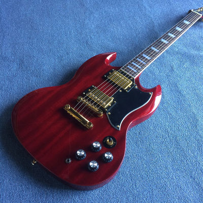 China Custom Grand Solid Mahogany Body Electric Guitar Gold Hardware Tune-o-Matic Bridge supplier